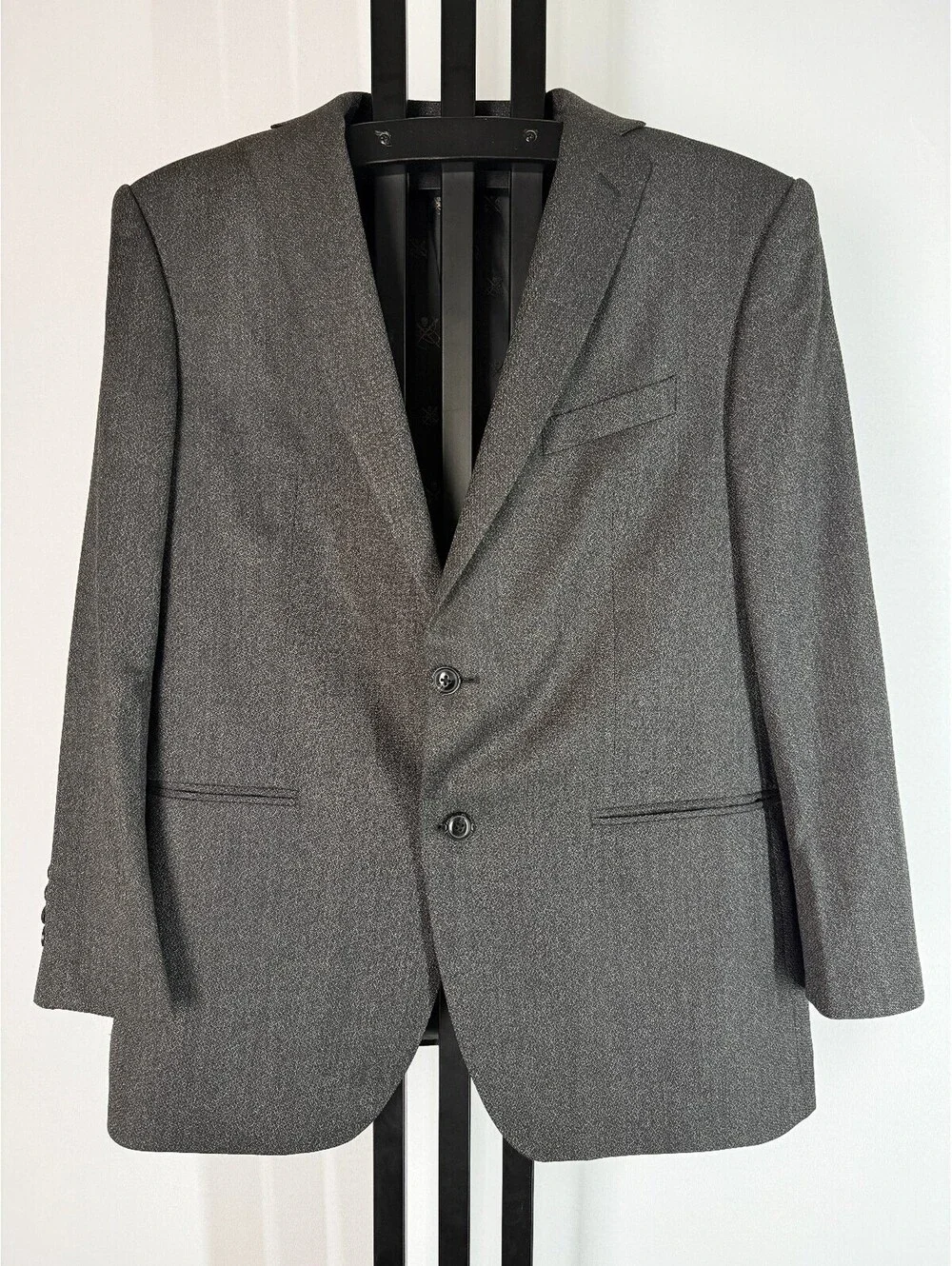 John Varvatos USA 44S Charcoal Cerruti 130s Italian Wool Suit Jacket Blazer